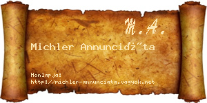 Michler Annunciáta névjegykártya